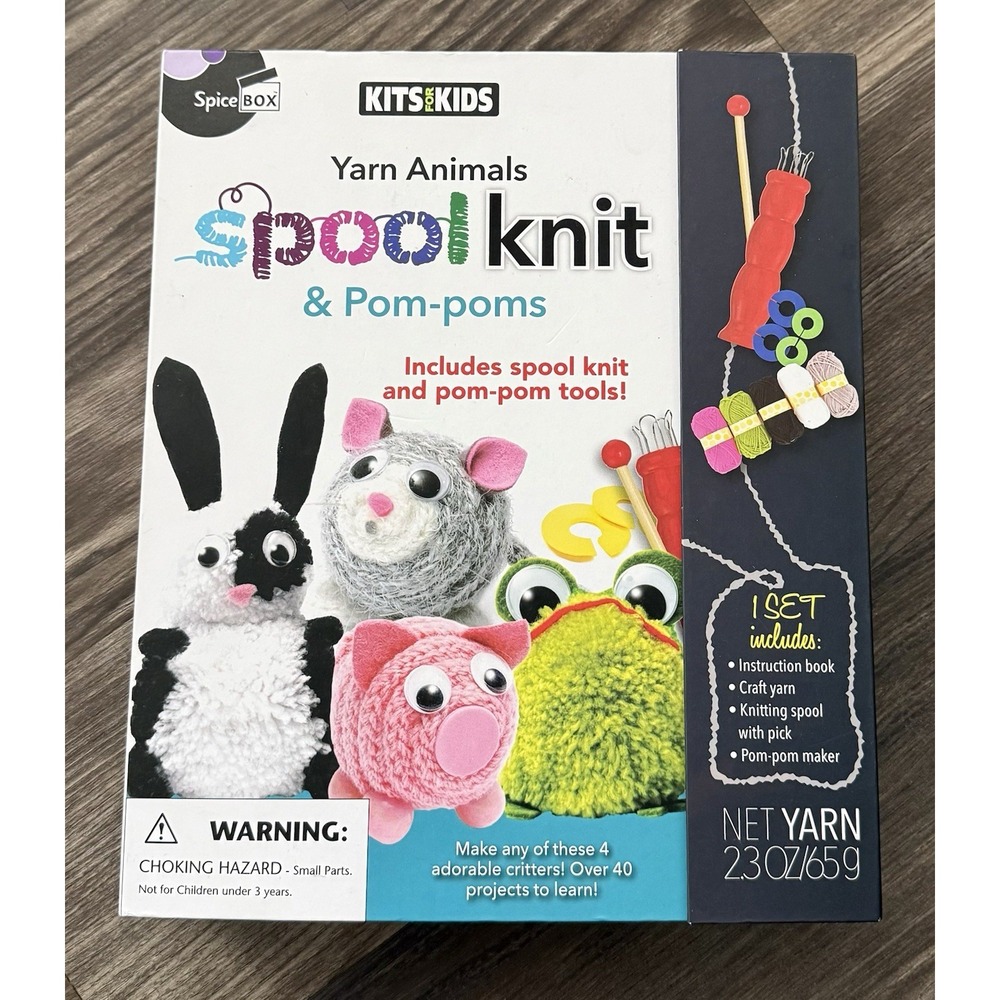 SpiceBox Kits for Kids Spool Knit‎ & Pom Poms Yarn Animals Kits - Missing Items